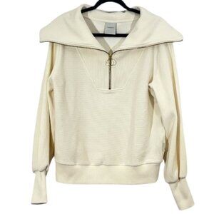 Varley Vine Half Zip Pullover Sweatshirt Top Ivory XS Pre-Loved